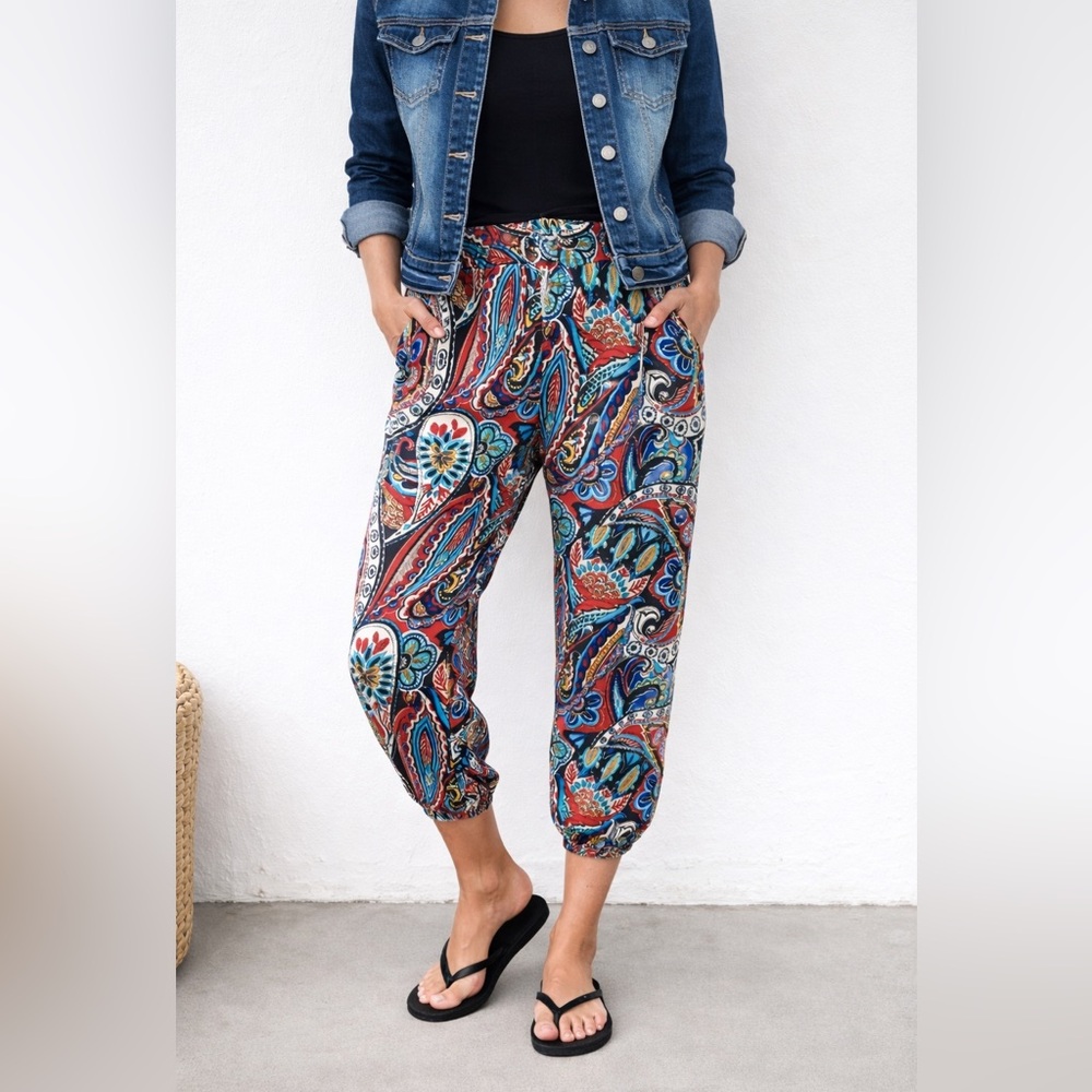 Gorgeous Women’s Pants in Multi Colour Paisley Print, Size Small